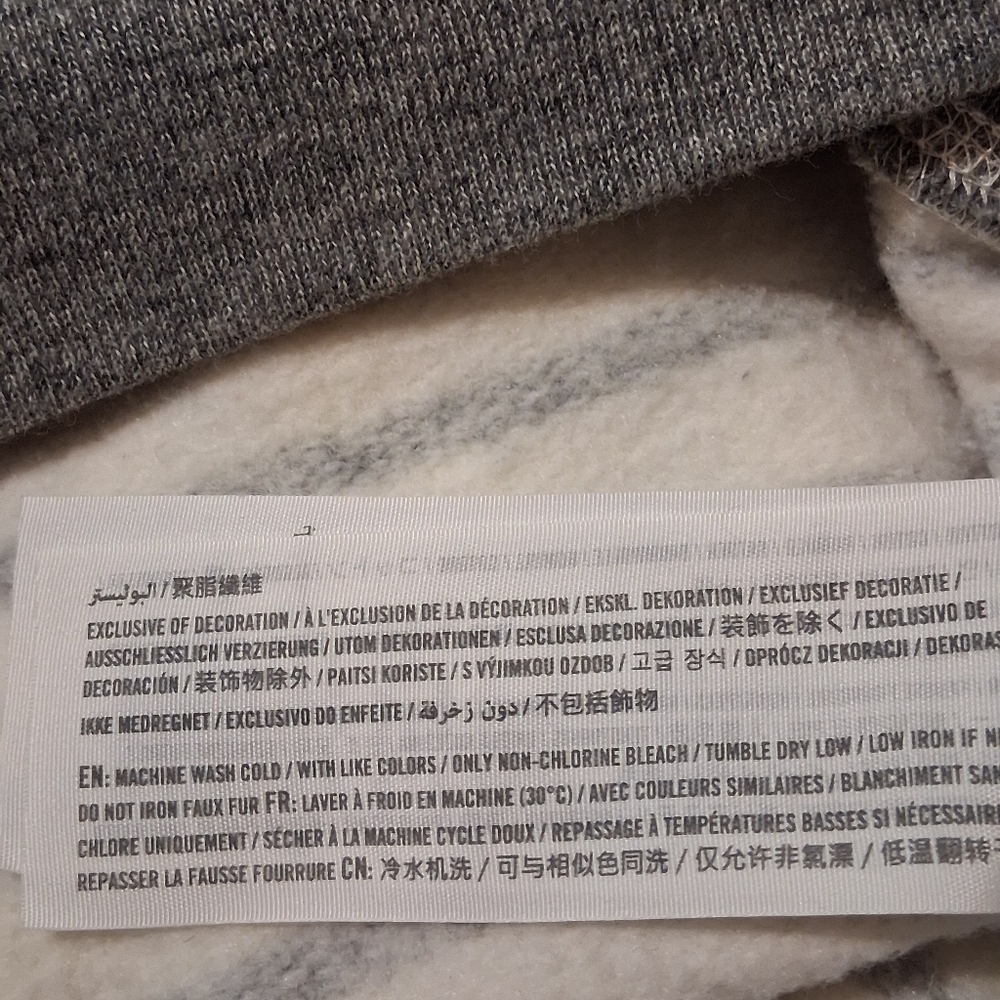 Abercrombie & Fitch Striped Cowl Neck Sweater Fleece Cream/ Gray SzL Sherpa - Picture 12 of 13